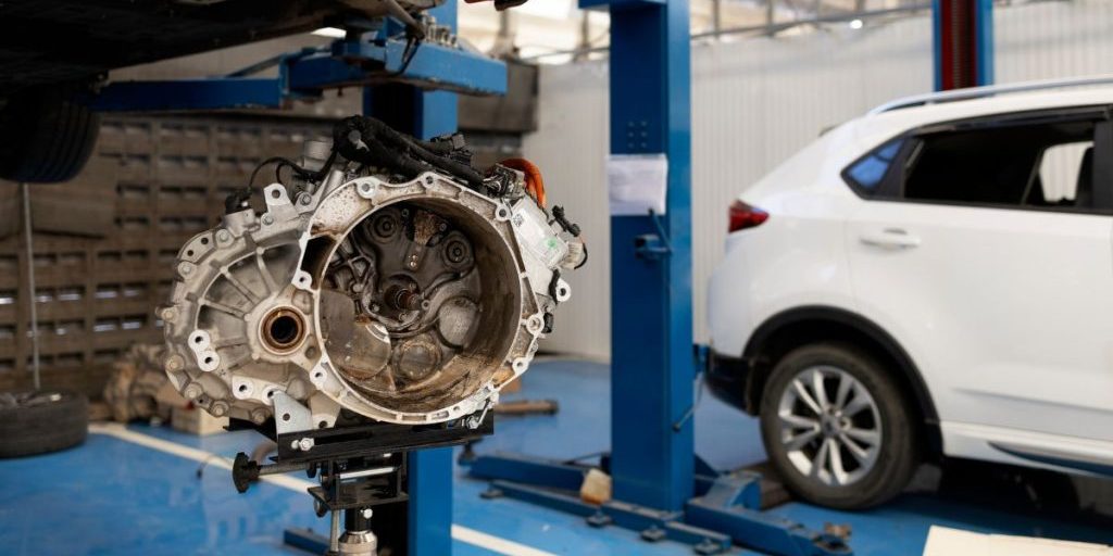 a Honda CVT transmission in a workshop